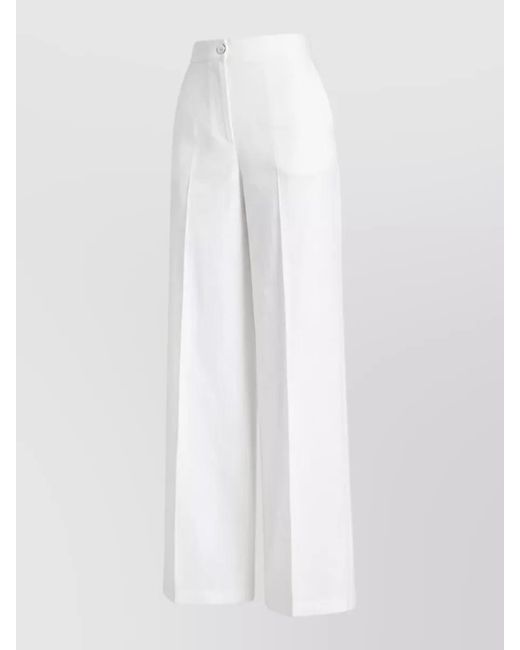 Pinko White High Waist Wide Leg Trousers Back Pockets