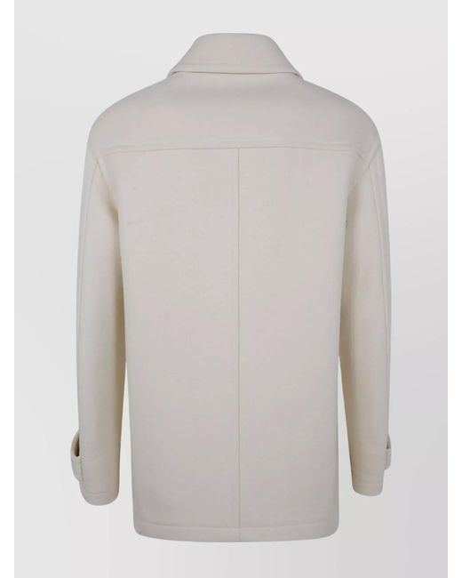 Dries Van Noten White Wool Midi Single Breasted Coat for men