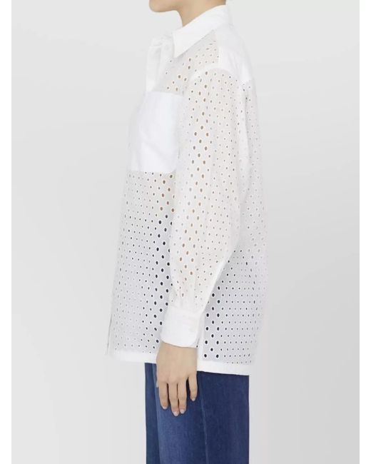 KENZO White Broderie Anglaise Cotton Shirt