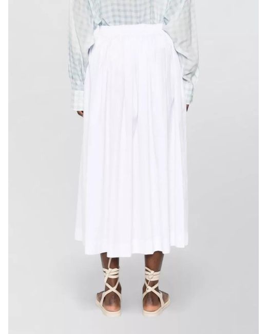 Ermanno Scervino White Cotton Gathered A-Line Pleated Skirt