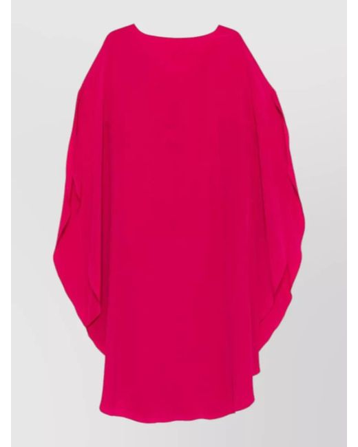 Gianluca Capannolo Pink Silk Midi Dress Cape Sleeves Draped Slit
