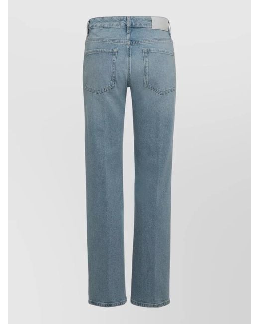 7 For All Mankind Blue Calie Mid Rise Straight Leg Denim