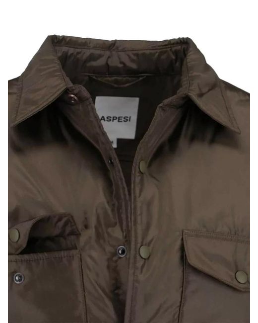 Aspesi Green Casual Jacket Flap Pockets Long Sleeves for men