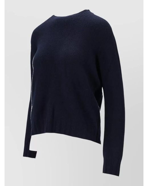 LA ROSE Blue Crew Neck Knitwear Long Sleeves Ribbed Hem
