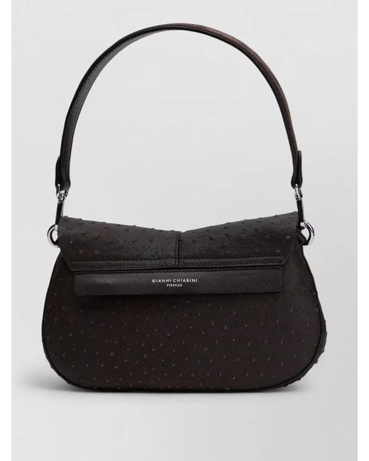 Gianni Chiarini Black Bag Calfskin Textured Adjustable Shoulder Strap
