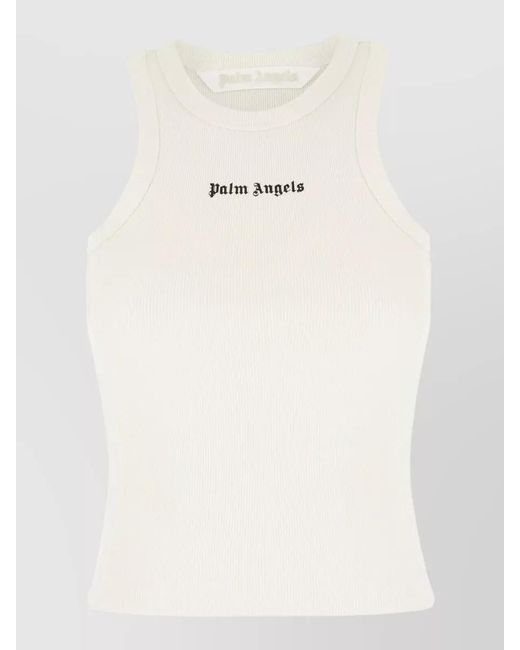 Palm Angels Natural Fitted Tank Top