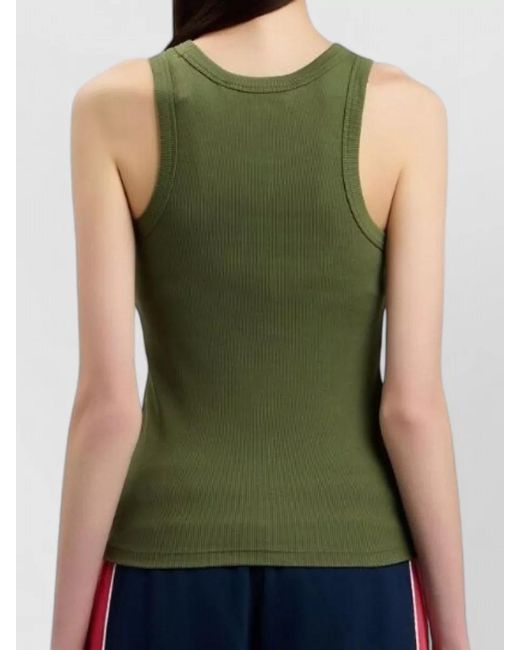 Palm Angels Green Logo Rib Tank Top Sleeveless Design
