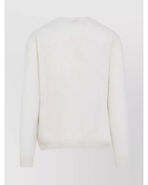 Etro White Cashmere Ribbed Crewneck Jumper for men