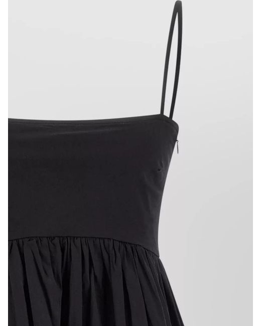 Ganni Black Organic Cotton Sleeveless Square Neck Mini Dress
