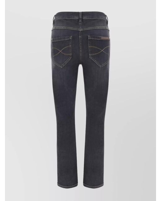 Brunello Cucinelli Blue Denim Slim-Fit Straight-Leg Jeans
