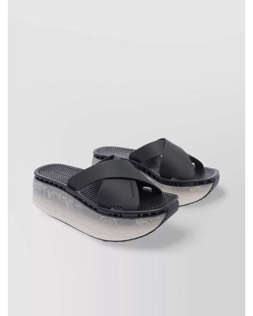 Premiata Gray Strappy Sandals Platform Sole