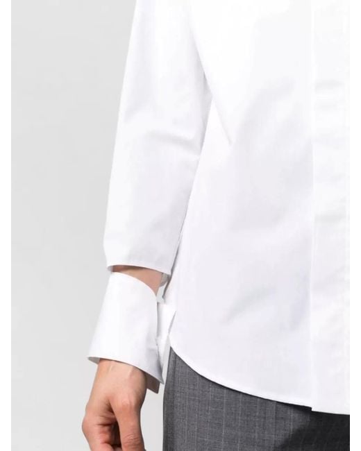 Jejia White Antoine Cotton Shirt Collared Neck Long Sleeves