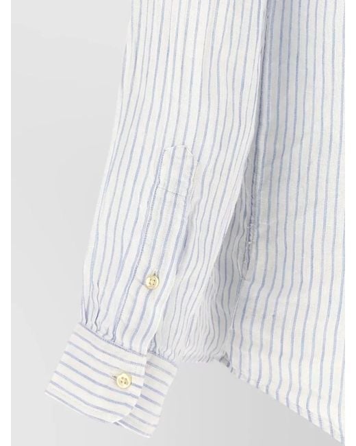 Polo Ralph Lauren White Striped Linen Long-Sleeve Shirt for men