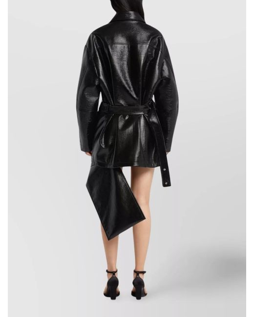 Courreges Black Vinyl Oversized Bomber Jacket
