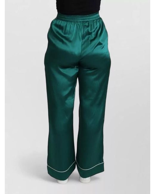 Dolce & Gabbana Green Silk High-Rise Wide-Leg Trousers