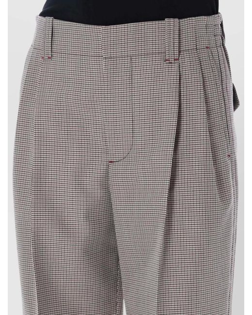 Marni Black Embroidered Checked Wool Tailored Trousers