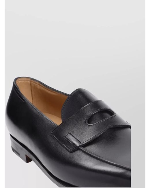 John Lobb Black Leather Loafers for men