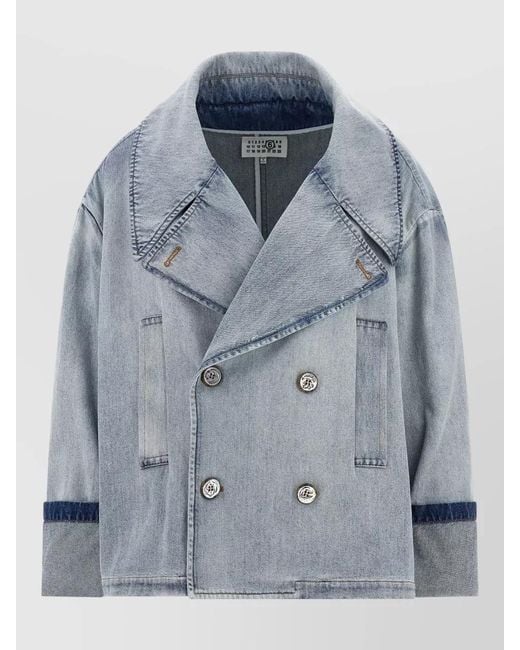 MM6 by Maison Margiela Blue Tailored Double Breasted Jacket Wide Lapels