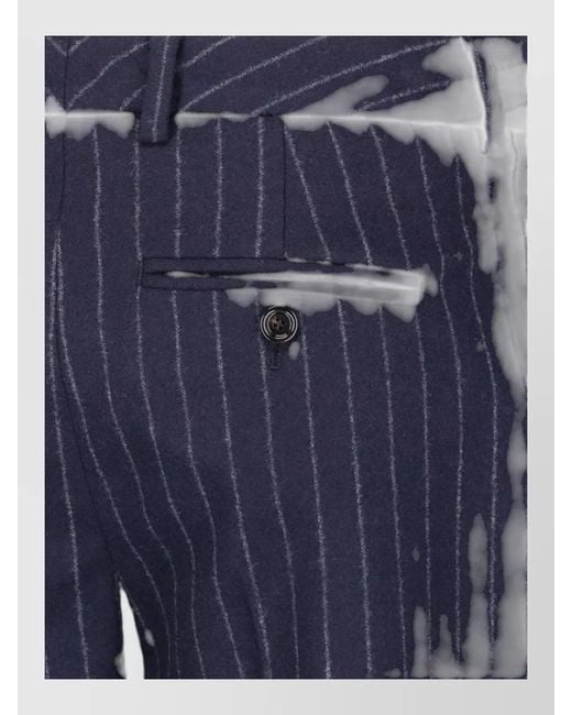 Lardini Blue Tailored Pinstripe Suit Trousers Back Pockets