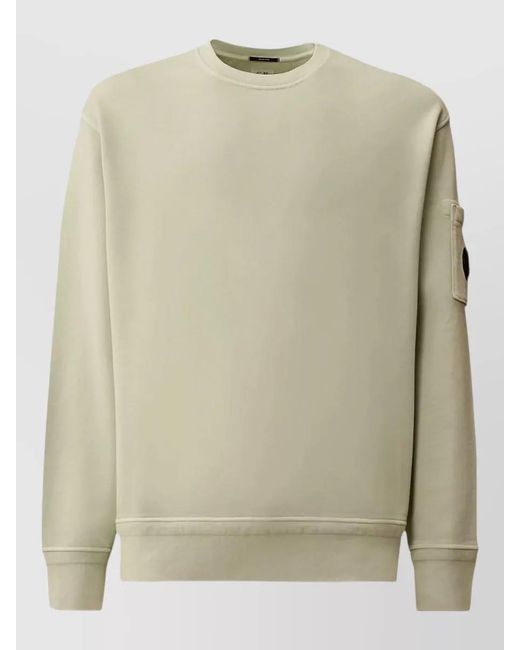 C P Company Natural Cotton Sweatshirt Diagonal Fleece Round Neck for men