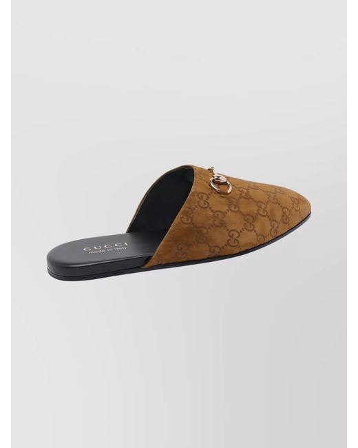 Gucci White Suede Leather Horsebit Mules for men