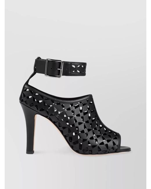 Manolo Blahnik Black Leather Tingah 105 Sandals