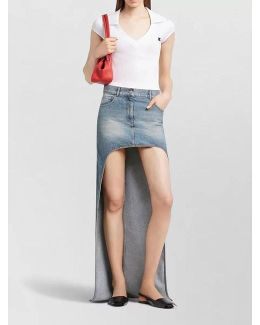 Courreges Natural Cotton Cropped V-Neck Short-Sleeve Polo Top