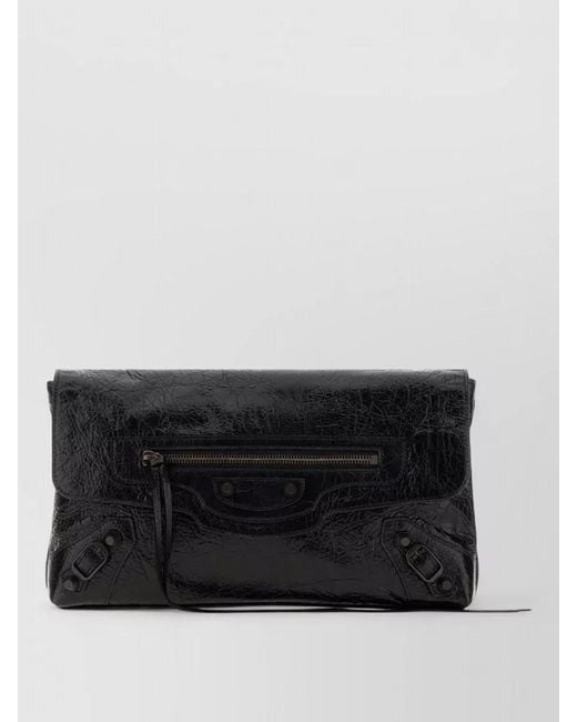 Balenciaga Black Leather Le City Clutch Bag Strap