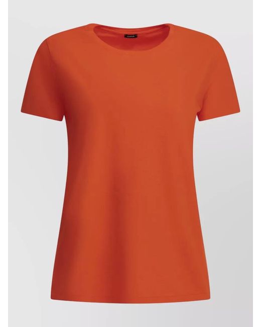 Apuntob Orange Crew Neck Regular Fit Short Sleeve Top
