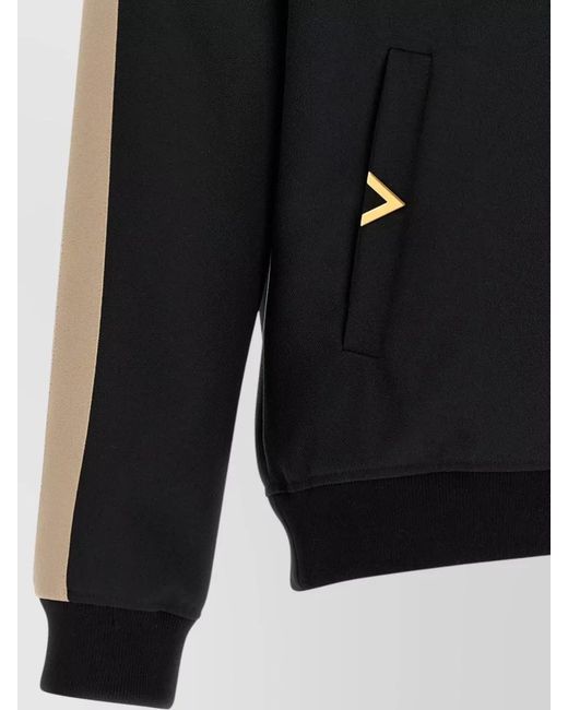 Valentino Garavani Blue Vgold Stripe Sweatshirt Rib Cuffs Hem Pockets for men