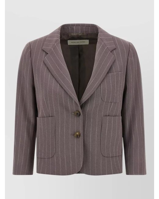 Dries Van Noten Brown Bamis Blazer Pinstripe Tailoring Notch Lapel