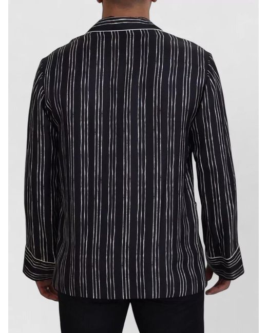 Dolce & Gabbana Black Silk Striped Single-Breasted Blazer for men