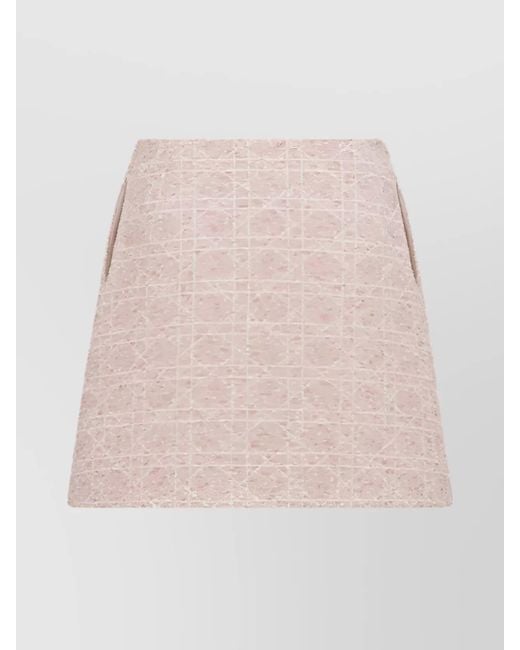Dior Pink A-Line High Waist Textured Fabric Skirt