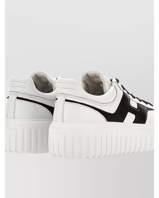 Hogan Black Leather Logo-Detail Low-Top Sneakers