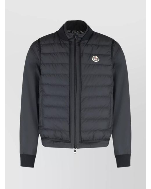 Moncler Gray Short High Collar Quilted Jacket for men
