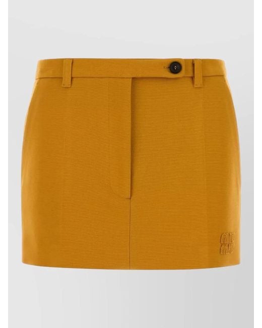 Miu Miu Yellow Stretch Mini Skirt