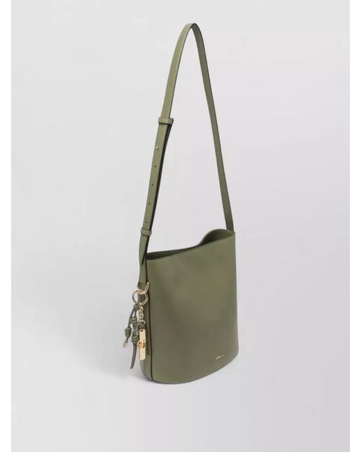 Furla White Shoulder Bag Nylon Silk Mixed Materials
