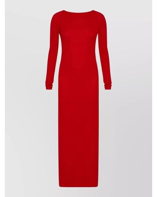 Marella Red Knit Dress Fitted Silhouette Long Sleeves