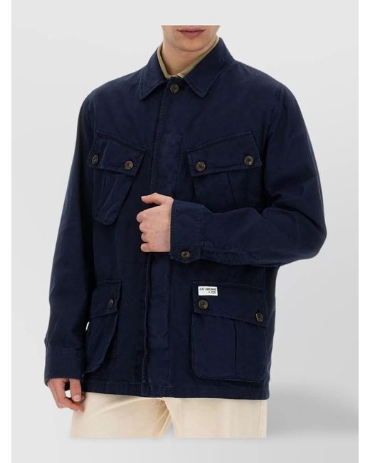 Fay Blue Cotton Shirt Jacket for men