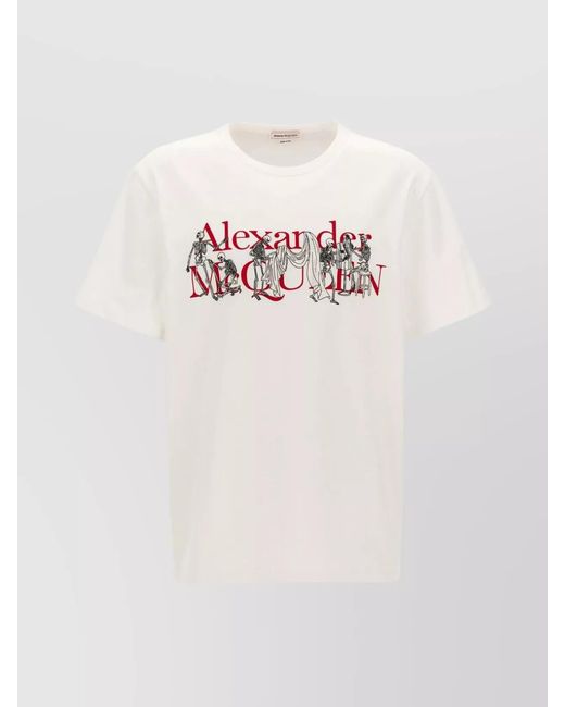 McQueen Pink Ribbed Cotton T-Shirt for men