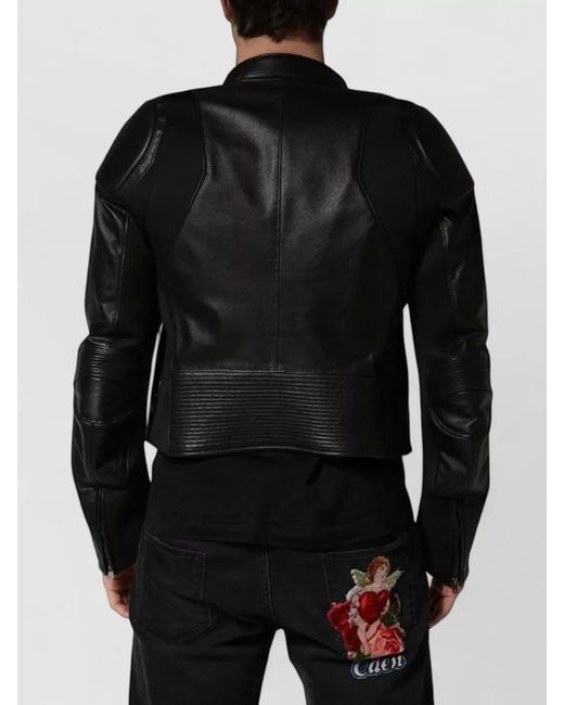 Dolce & Gabbana Black Nylon Full Zip Biker Coat Jacket for men