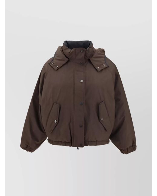 Brunello Cucinelli Brown Down Jacket With Hood And Pockets
