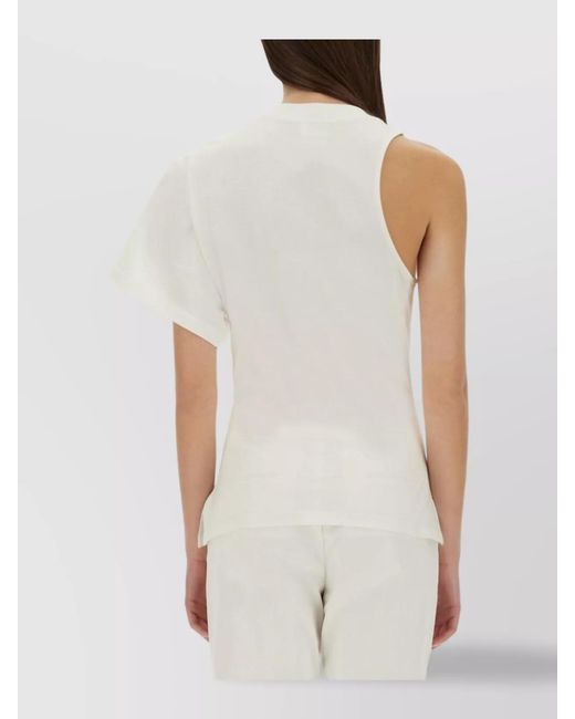 Courreges White Cotton One-Shoulder Slim-Fit T-Shirt