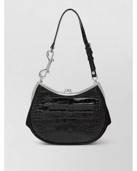 Vivienne Westwood White Shoulder Bag Crocodile Texture Chain Detail