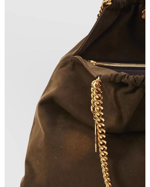 Stella McCartney Brown Falabella Shoulder Bag Shaggy Deer Drawstring