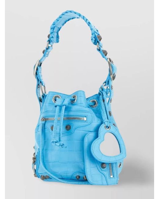 Balenciaga Blue Le Cagole Xs Leather Bucket Bag