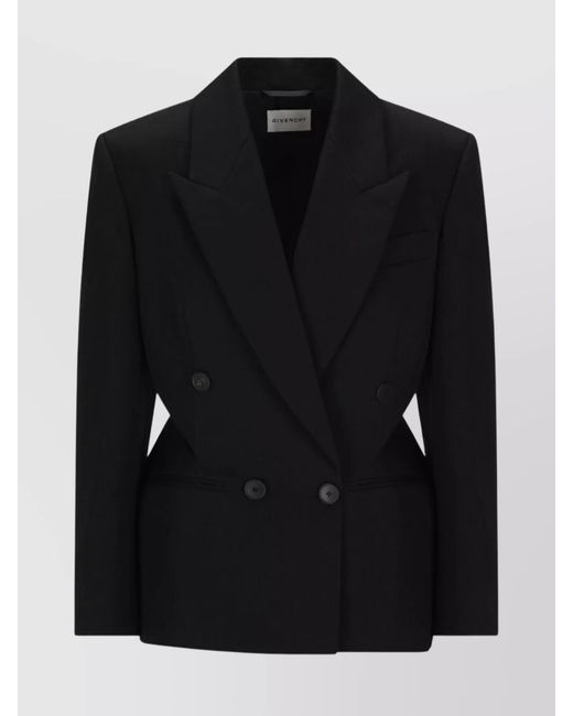 Givenchy Black Wool Double-Breasted Cutout Blazer
