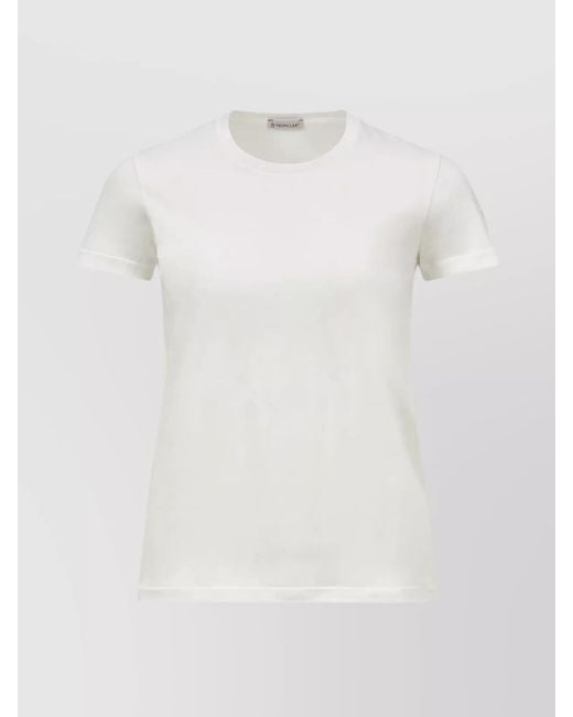 Moncler White Cotton Logo Patch T-Shirt