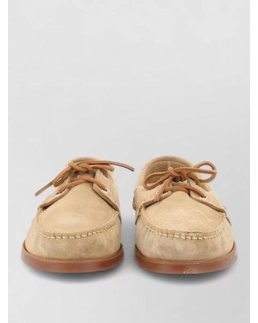 Paraboot Natural Barth Suede Boat Shoes Rubber Sole for men