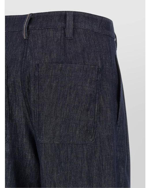 Brunello Cucinelli Blue Wide Leg Denim Trousers